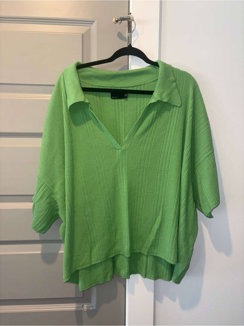 ASOS Curve Green Ribbed Oversized Collared Top Shirt US 20